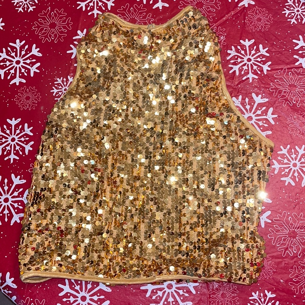 Gold sequin crop top size medium Y2K